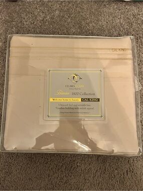 NWT Clara Clark Premier 1800 Collection Cal King Sheet Set Beige Deep Pocket